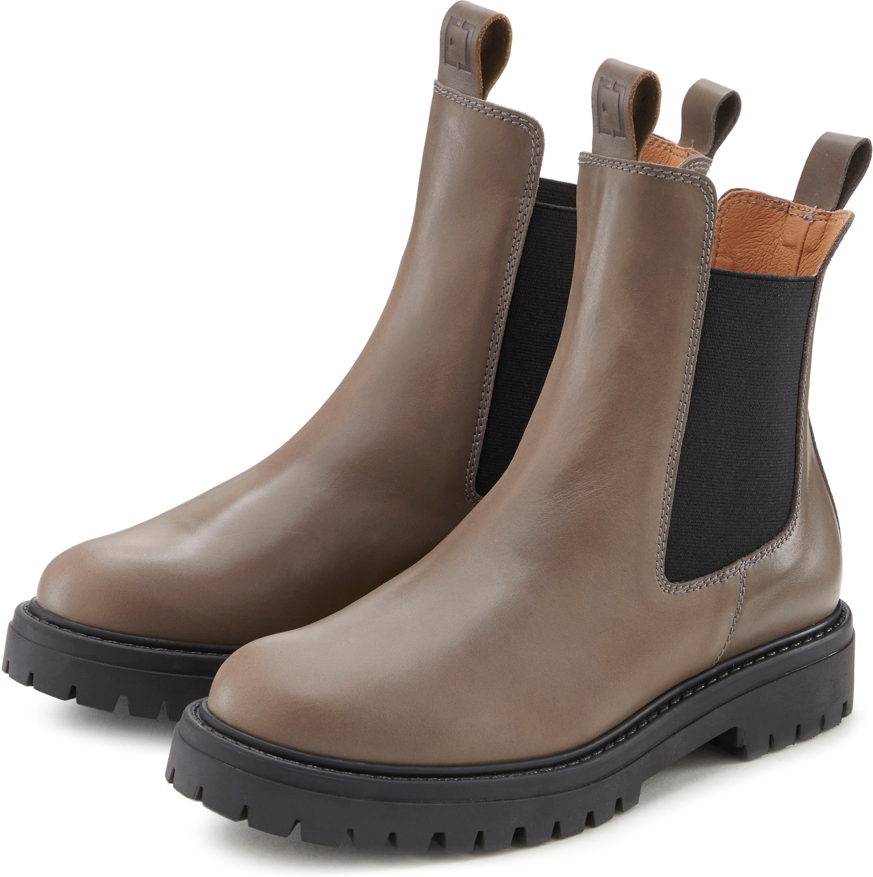 Stiefelette ELBSAND "Chelseaboots, Schlupfstiefel, Bikerboots, Herbststiefelette", Damen, Gr. 42, Synthetik, grau (taupe), Obermaterial: 100% Rindsleder. Decksohle: 100% Synthetik. Futter: 100% Synthetik. Laufsohle: 100% Synthetik, unifarben, Schuhe Stief