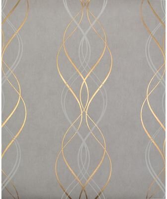 York Wallcoverings Aurora Grey & Gold Wallpaper