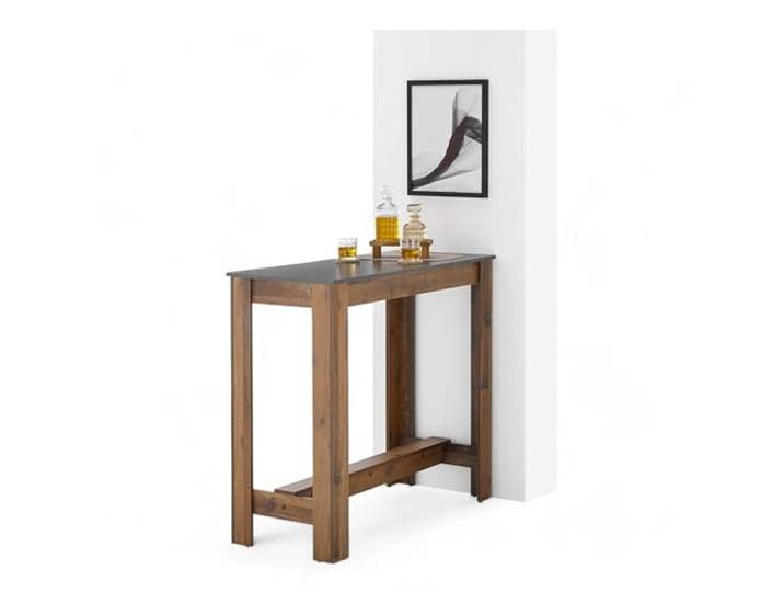MODESTO Bartisch in Anthrazit / Old Style Optik - Moderner Hochtisch für Küche & Esszimmer - 115 x 103 x 50 cm (B/H/T)
