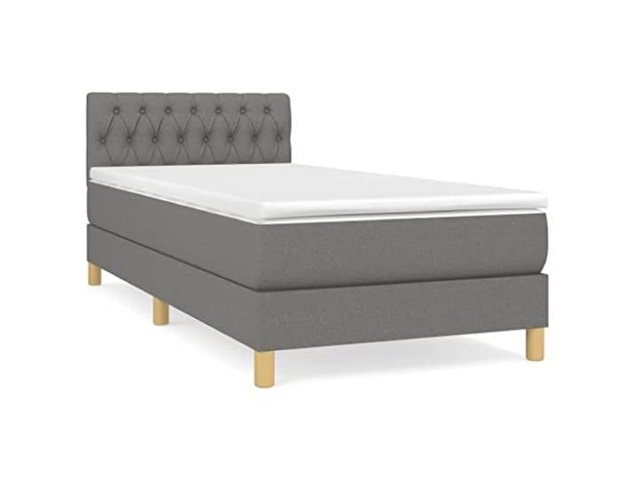 PUGYNBK Boxspringbett, 90 x 200 cm, mit Federkernmatratze, dunkelgrauer Stoff