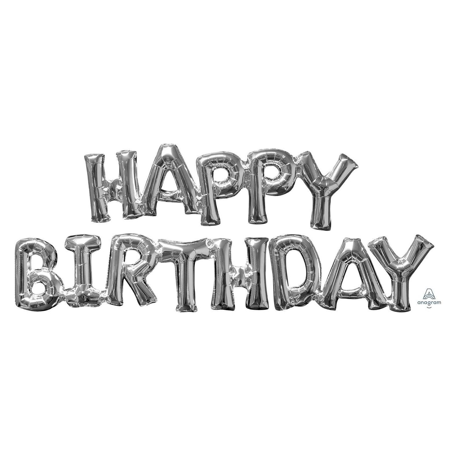 Magni Folienballons Happy Birthday silber 2 teilig (5x) (3609701)