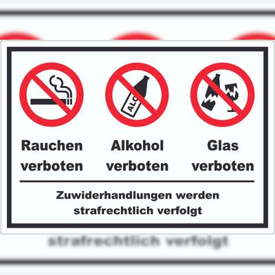 HB-Druck Aufkleber Alkohol Rauchen Glas verboten A8 (52x74mm)