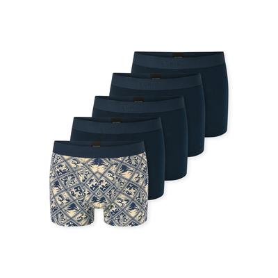 Boxershorts SCHIESSER "95/5 Multipacks", Herren, Gr. 6, Single Jersey, blau (927, sonstiges), Single Jersey, Obermaterial: 95% Baumwolle, 5% Elasthan, körpernah, Unterhosen, ohne Eingriff, angenehm weich
