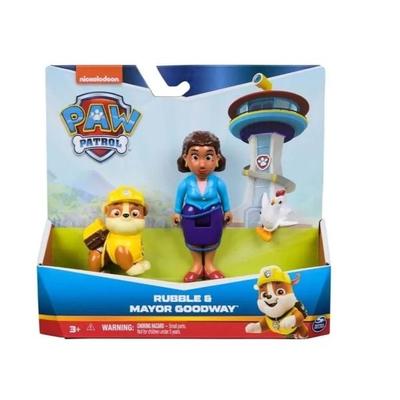 PAW Patrol Hero Pups – Actionfigurenset mit Rubble Hundefigur, Bürgermeisterin Gutherz Figur und Henrietta Hühner Figur