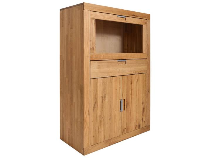 Carryhome Kommode, Wildeiche, Holz, Glas, Wildeiche, massiv, 2 Fächer, 1 Schublade(n) Schubladen, 95x136x42 cm, Typenauswahl, Beimöbel erhältlich, in verschiedenen Holzarten erhältlich, Holzmöbel, Kleinmöbel Holz, Holzkommoden