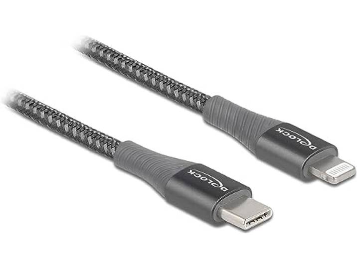 Delock Data- en oplaadkabel USB Type-C naar Lightning grijs 0,5 m MFi