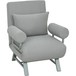 SCHLAFSESSEL 3-in-1 Sessel Bett-Funktion und Zierkissen, Hellgrau