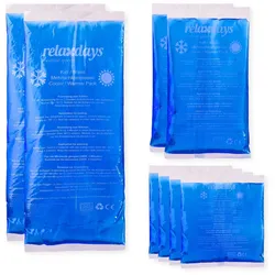 Relaxdays Kühlpads Gel im 8er Set, Erste Hilfe, wiederverwendbar, 3 Größen, Kalt-Warm Mehrfachkompressen Sport, blau