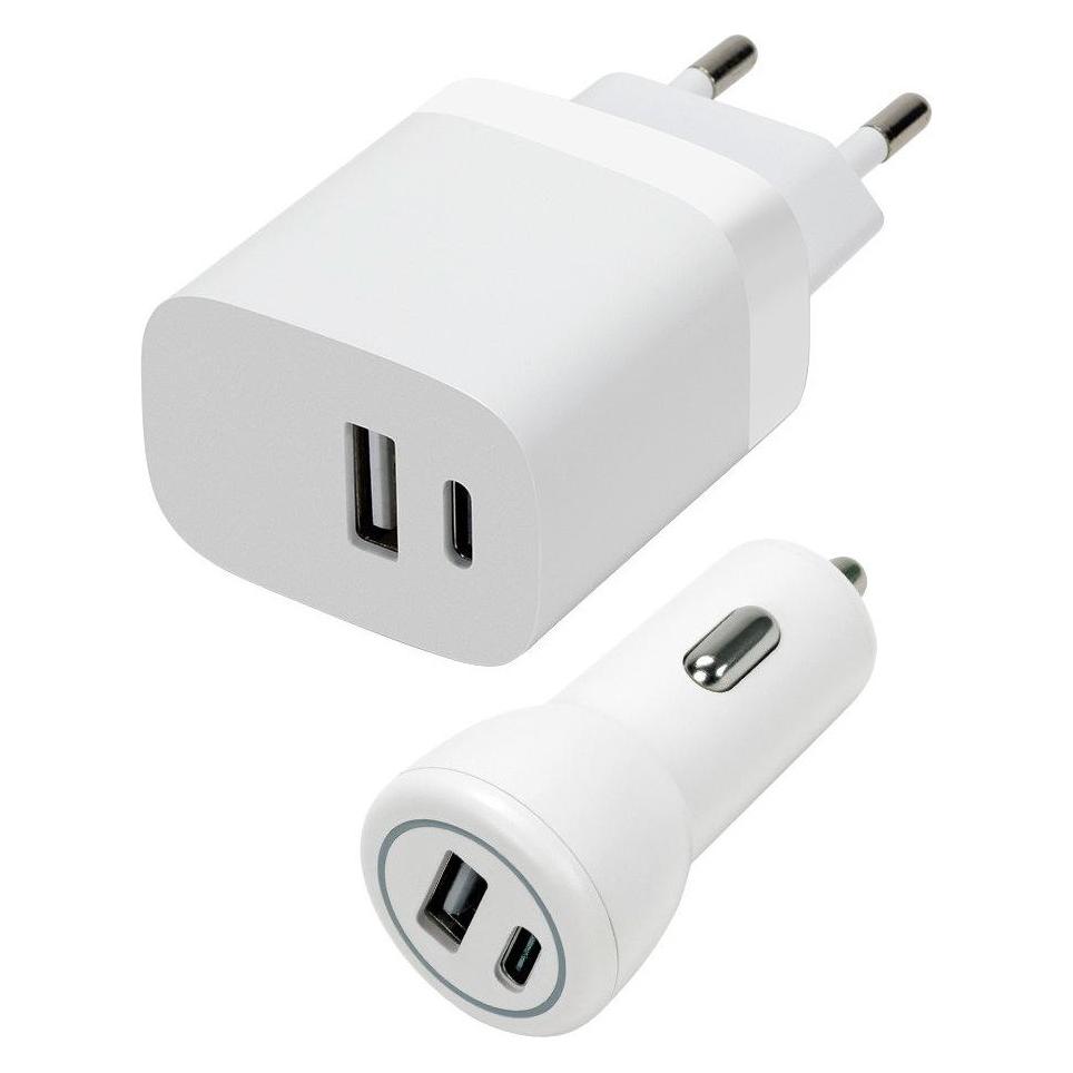 Speedlink Wall & Car Charger Set USB-A & USB-C 15W, white (15 W, 2 Ports) (SL-690202-WE)