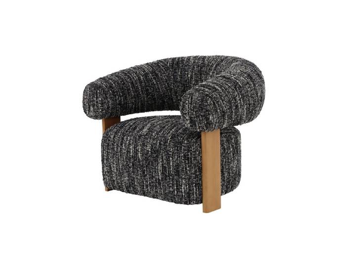 Woodek Design Sessel Nature Schwarz-Weiß, Eichenfüße, Handgefertigte Qualität (Kompakte Maße, 1-St., Weiche Polsterung), Massiver Eichenrahmen mit seidenmatten Füßen