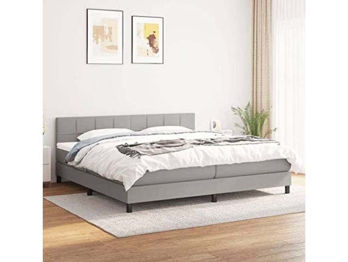 RJPLMFV Lattenrost, Matratze, 180 x 200 cm, hellgrau, Stoff Mittlere Festigkeit, Taschenfedern, verstellbarer Kopf, Lendenwirbelstütze
