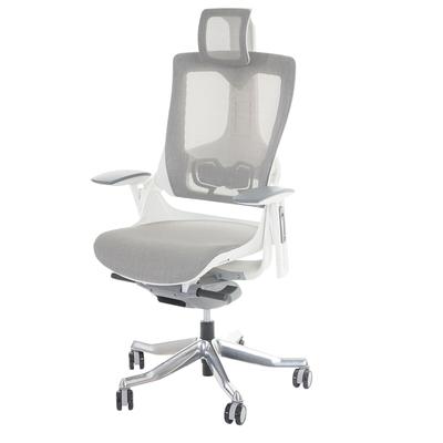 Mendler Bürostuhl MERRYFAIR Wau 2, Schreibtischstuhl Drehstuhl, Polster/Netz, ergonomisch ~ weiß-grau
