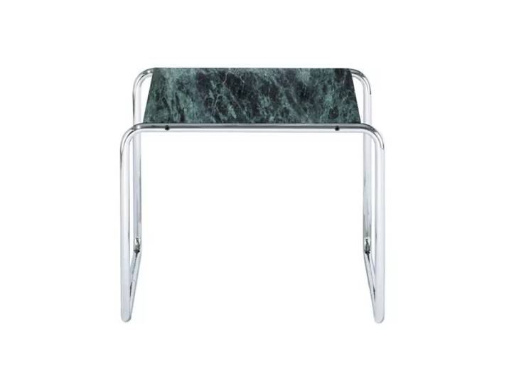 KNOLL table basse carrée LACCIO (Verde Alpi - Marbre et acier chromé)