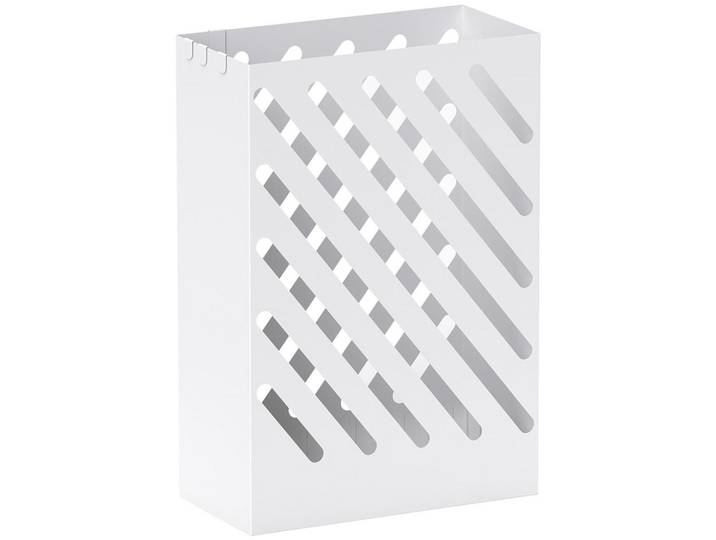 Homcom Schirmständer Regenschirmständer mit 4 Haken und Wasserauffangschale Weiß, Metall, 14x41x28 cm, Garderobe, Schirmständer
