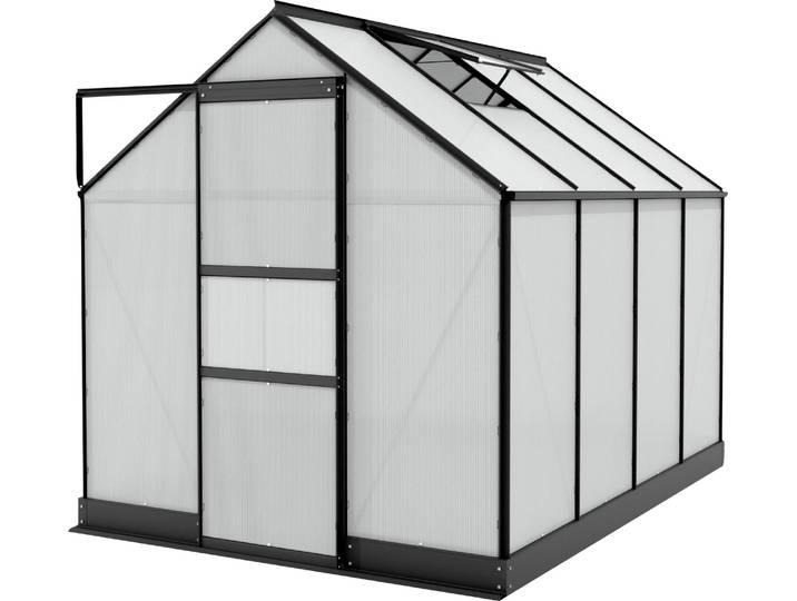 Gewächshaus VITAVIA Apollo 5000 , schwarz, B:195cm H:207,4cm T:261cm, Gewächshäuser, Gewächshaus, Alu-Profile, Stahlfundamentrahmen, 6 mm Hohlkammerplatten