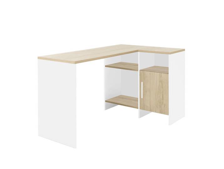 Calicosy Industrial Eckschreibtisch Liverpool - Französische Herstellung, Weiß, 88x76x88 cm, Büromöbel, Schreibtische, Eckschreibtische