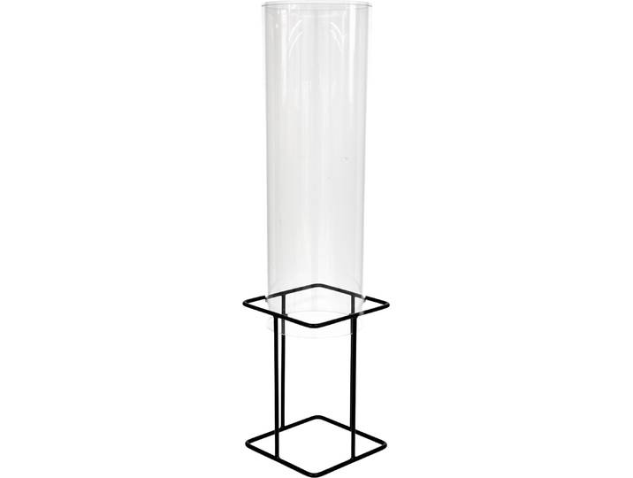 Relaxdays Colonne à poissons\, H x P : 61\,5 x 20 cm\, acrylique\, métal\, tour à poissons pour bassin de jardin\, décoration de bassin\, transparent/gris