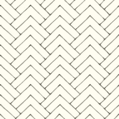 Chesapeake Oswin Black Tiered Herringbone Wallpaper