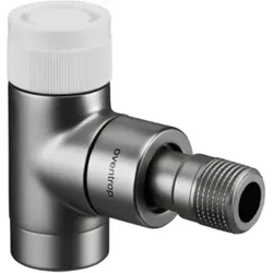 Oventrop Baureihe E Thermostatventil 1163082 Eck, stufenlose Voreinstellung, DN 15, Messing, Edelstahl-Design