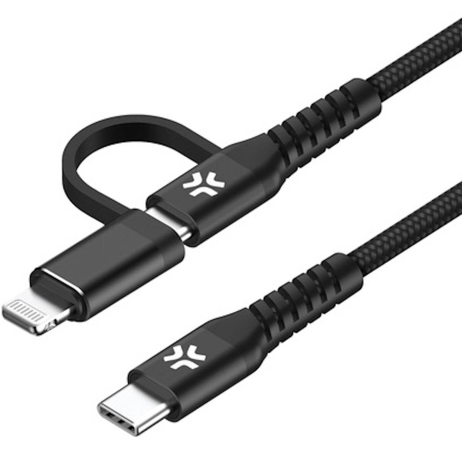 Celly USB-oplaadkabel USBC2IN1 met nylon omhulsel
