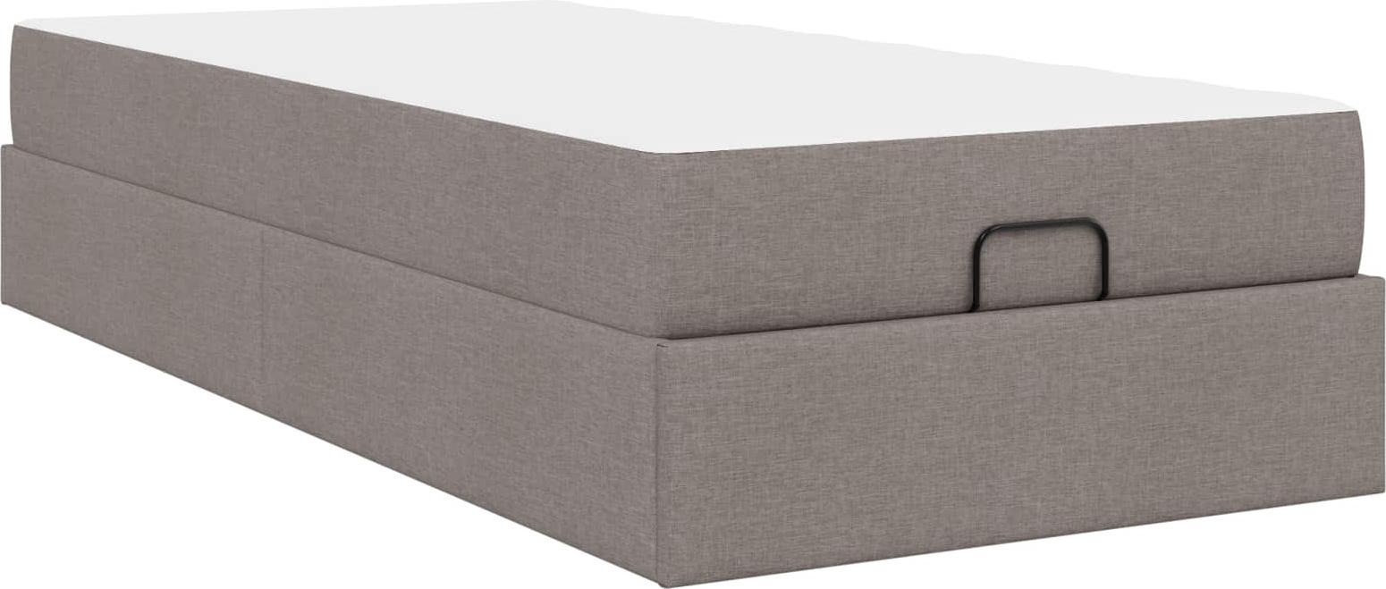 Bettgestell mit Matratze 2 pcs Taupe Stoff