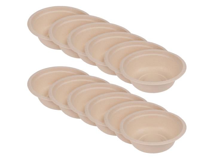 Schüssel aus Zuckerrohr 12er-Set, Teller biologisch abbaubar, 350 ml