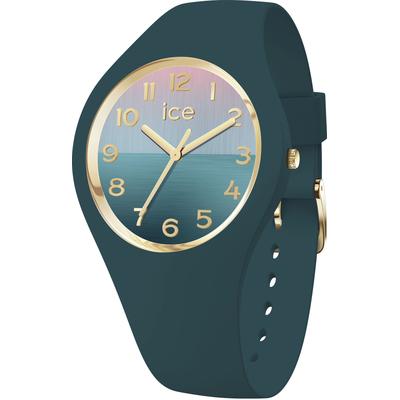 Quarzuhr ICE-WATCH "ICE horizon - Medium - 3H", grün (dunkelgrün, bunt), Armbanduhren, Damen, dunkelgrün, Quarzuhr, Armbanduhr, Damenuhr, Mineralglas, analog, Silikonarmband