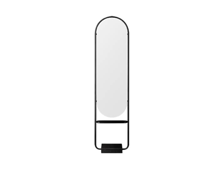 Design Standspiegel „Angui“ mit Ablage und Marmorsockel 180 cm Anthrazit AYTM