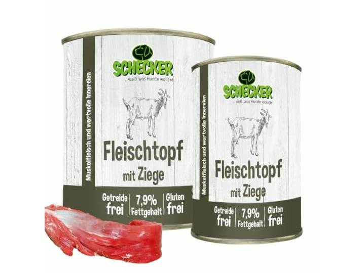 Nassfutter Fleischtopf mit Ziege für den Hund (820g(48erPack), Ziege) Nur aus einwandfreiem, frischem Fleisch von gesunden Tieren produziert
