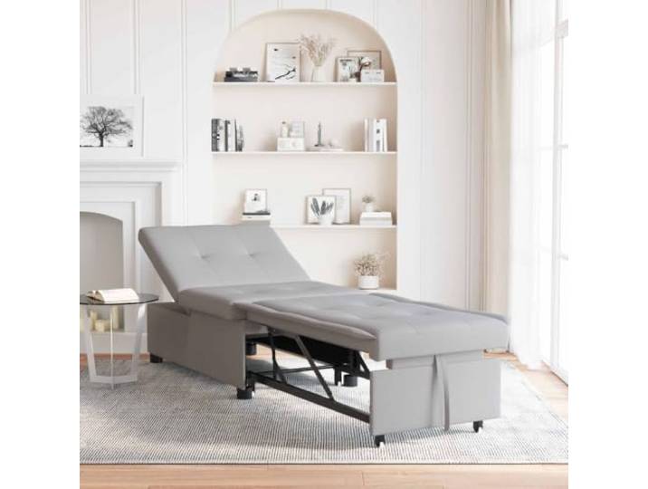 YUTAASU Schlafsofa Ausziehbar Grau 194 x 50 x 82 cm Stoff 3-in-1 Funktion, verstellbare Rückenlehne, Polyester-Mischung, Metallrahmen, für Wohnzimmer