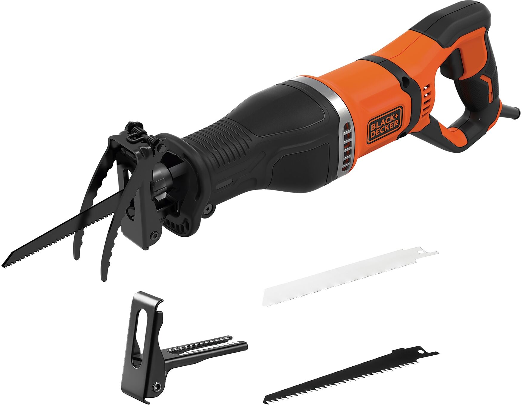 Black & Decker Sierra Sable 750W BLACK + DECKER Velocidad Variable con Accesorios - BES301. Naranja / Negro