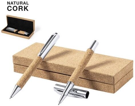 Set personnalisé stylos et rollers Odegor liège métal