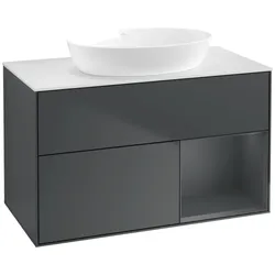 Villeroy und Boch Finion Waschtischunterschrank FA21HGHG 100cm, Abdeckplatte white matt, Regale Midnight matt lacquer, Midnight Blue Matt Lacquer
