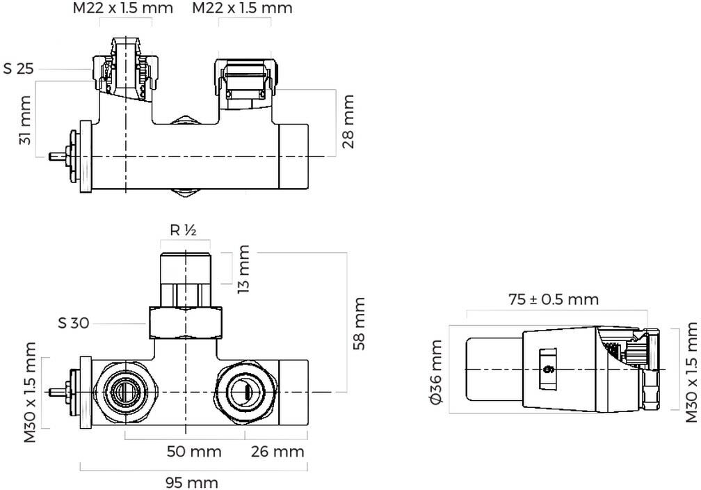 OLTENS Vamare Ventil Ein-Loch Heizkörper Thermostat-Set, Thermostatkopf links