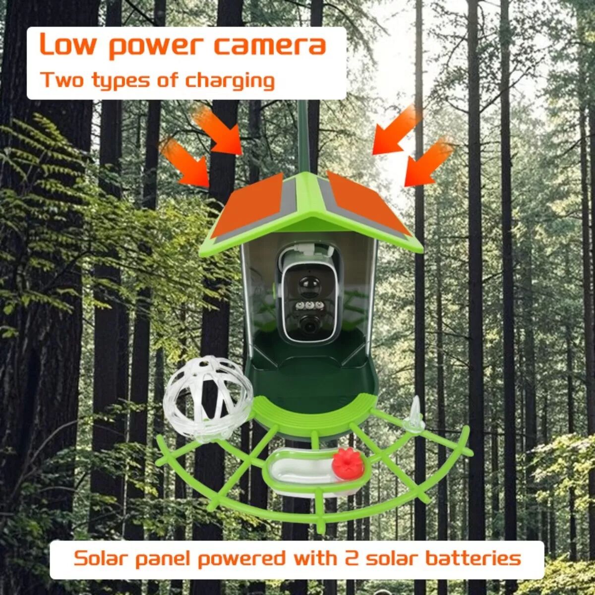 INF (D3-A1) Mangeoire Intelligente avec Caméra 2K & Alimentation Solaire - Observez les Oiseaux de Près