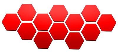 Uplift Picks Hexagon Mirror Wall Stickers Self Adhesive Acrylic DIY Wall Decor red (12 Pcs) 46x40x23mm