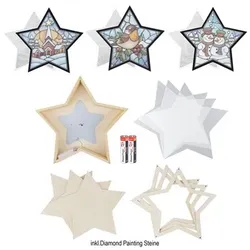 KARIN JITTENMEIER Diamond Painting-Set LED Holz Stern mit Wechselmotiv 16tlg.