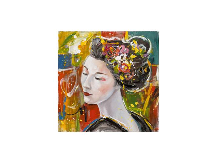 Handbemaltes Bild „Bezaubernde Geisha“ 100 x 100 cm Multicolor Crea Collection