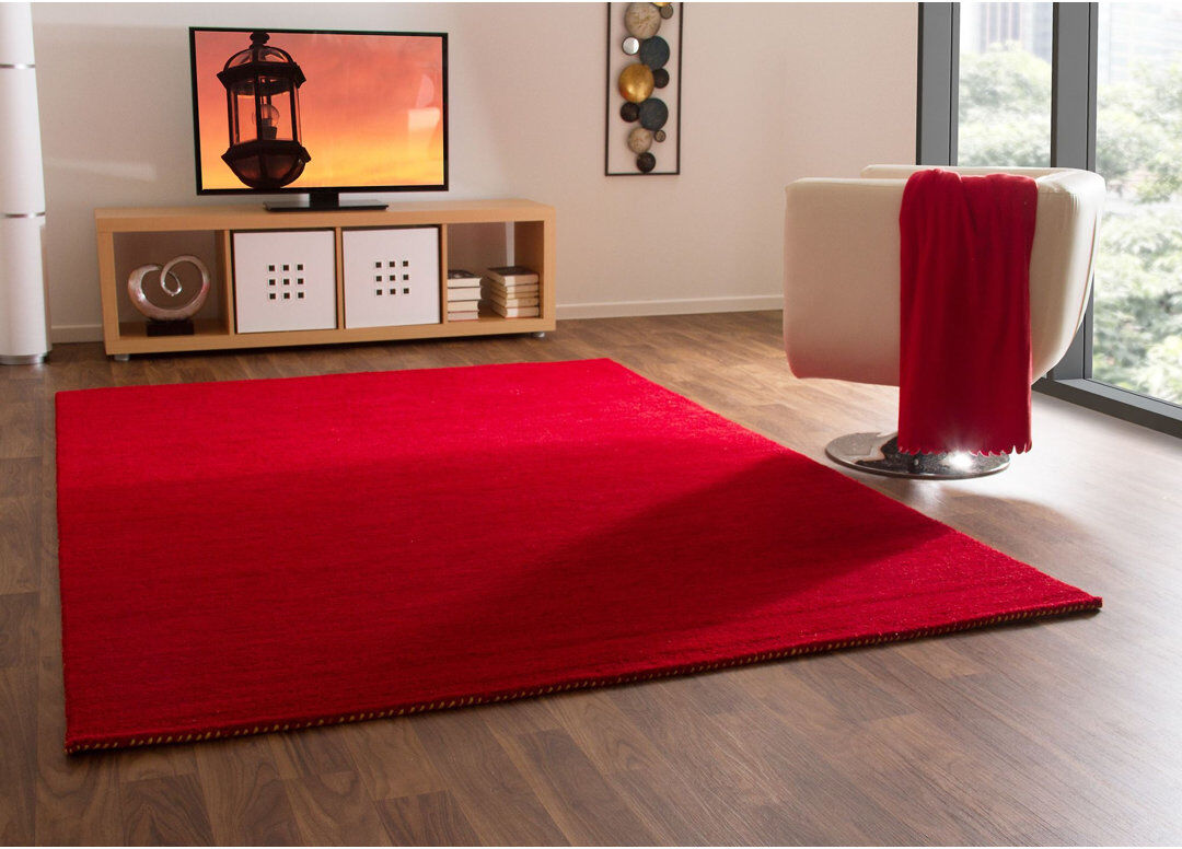 17 Stories Elno Wool Hand Woven Area Rug Red Runner 65cm x 135cm