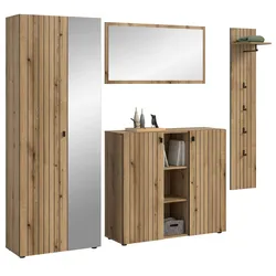 GARDEROBEN-SET Evoke Eiche 4-teilig 237 cm, Garderobenkombination mit viel Stauraum