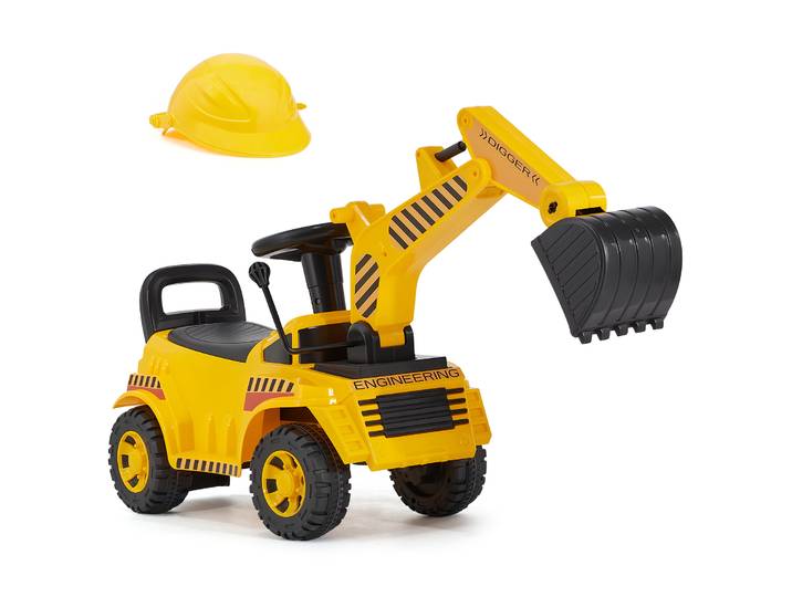 SucceBuy Excavatrice Jouet Porteur pour Tout-Petits avec Casque et Musique, Trotteur à Pousser pour Enfants, Cadeaux d'Anniversaire