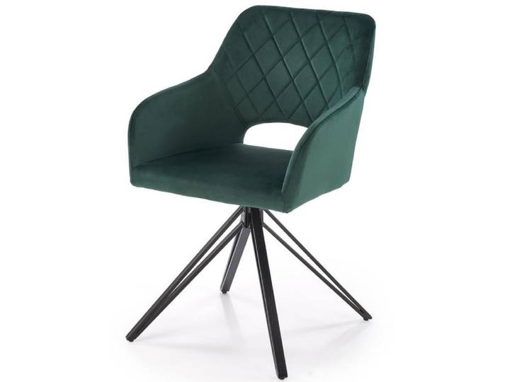 Chaise design pivotante en velours de polyester vert foncé