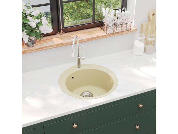 VIDAXL Sink -Einzelbehälter um Granit beige