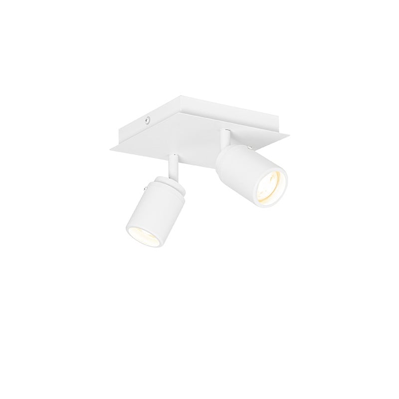 Qazqa Smart badkamer spot wit vierkant 2-lichts IP44 met 2 Wifi GU10 LED lampen