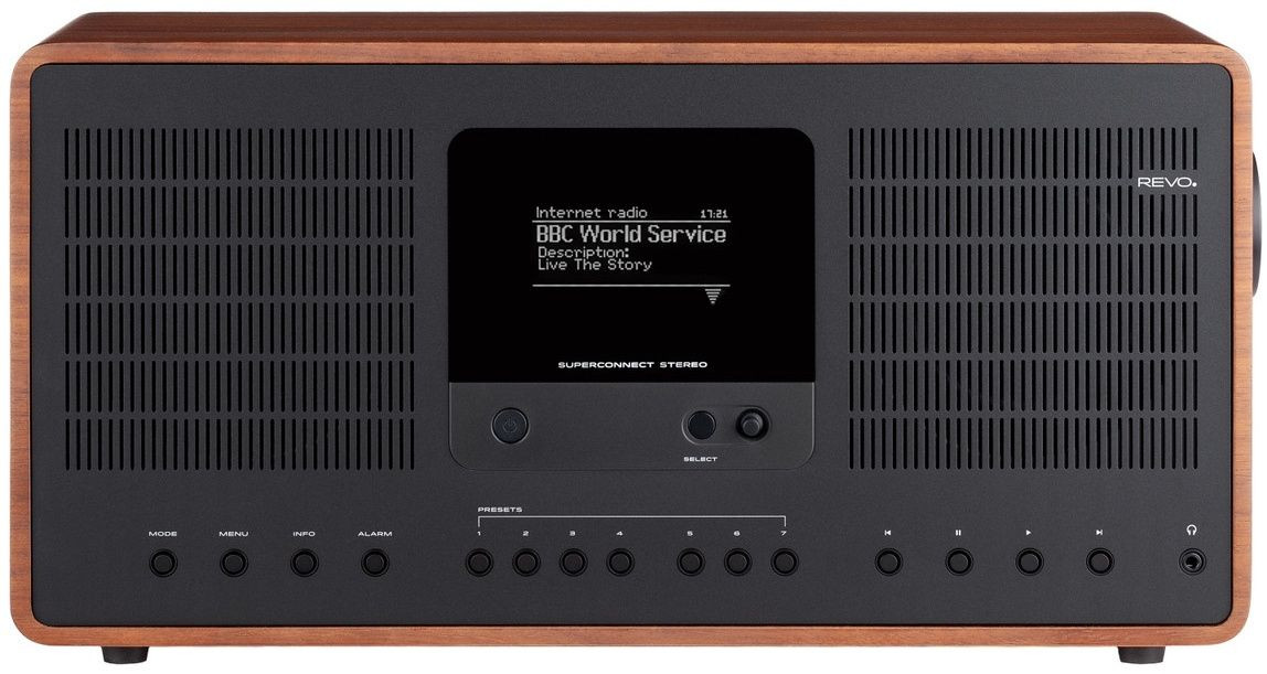 Revo Technologies SuperConnect Stereo High End Stereo Radio met DAB+ Bluetooth en Spotify in Walnoot/Zwart