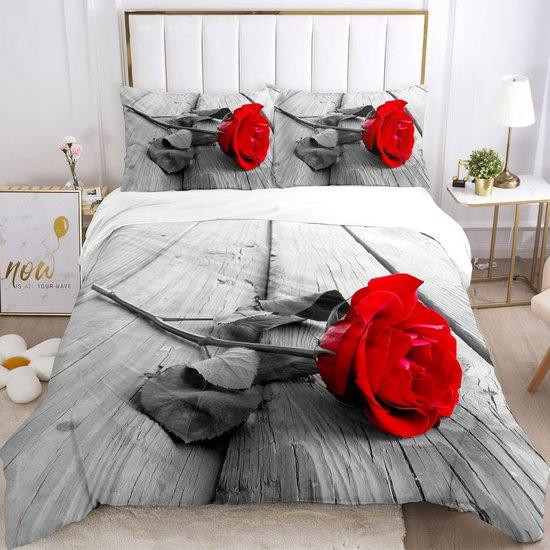 Ibenzoa 3D-rozen beddengoedset van polyester met verborgen rits