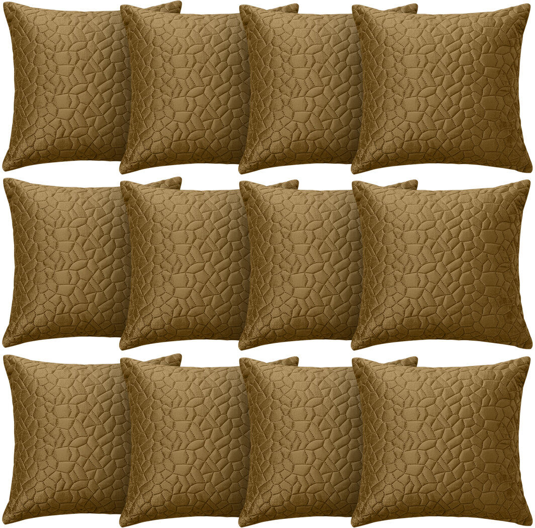 Aspire Homeware Geometric Square Velvet Cushion Covers Rust Pack of 12