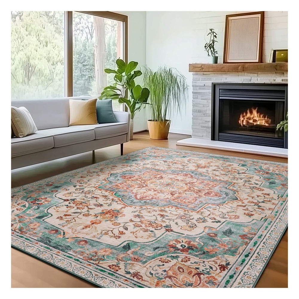 SONGMICS VintageTeppich 80 x 150 cm flauschig aquamarinblau TAR037Q01