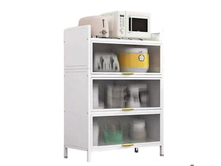 Armoire de cuisine - SEVENCOMFORT - 4 étagères - Métal - Blanc - 112 cm de hauteur