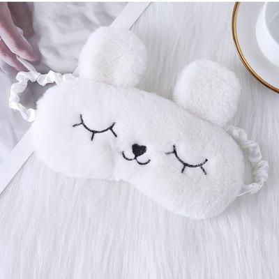 Uplifted Trends Cute Cartoon Rabbit Plush Sleep Mask For Comfortable Rest And Travel Aid white